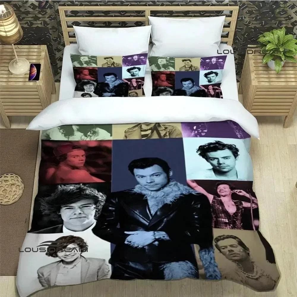 Singer H-Harry-Styles Bedding Sets exquisite bed supplies set duvet cover bed comforter set bedding set luxury birthday gift EU Single 135x200cm
