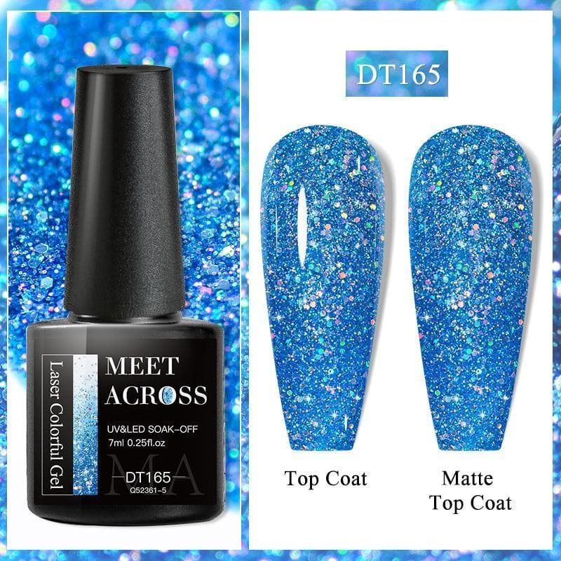 MEET ACROSS Glitter Nail Gel Polish Popular Nude Pink Red Blue Glitter Gel Polish Colorful Gel For Starter Manicure Nail Art Salon DT165