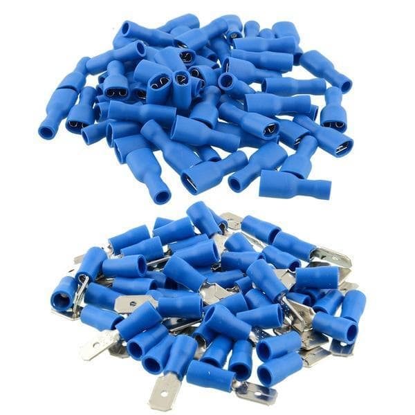 Maxnina 20Pcs/100Pcs Insulated Spade Crimp Wire Cable Connectors Terminal Male/Female Kit Pack of 20 blue