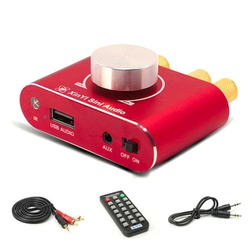 50W+50W BT 5.1 Wireless o Power Amplifier Portable Sound Amplifier Speaker Amp for Car and Home red