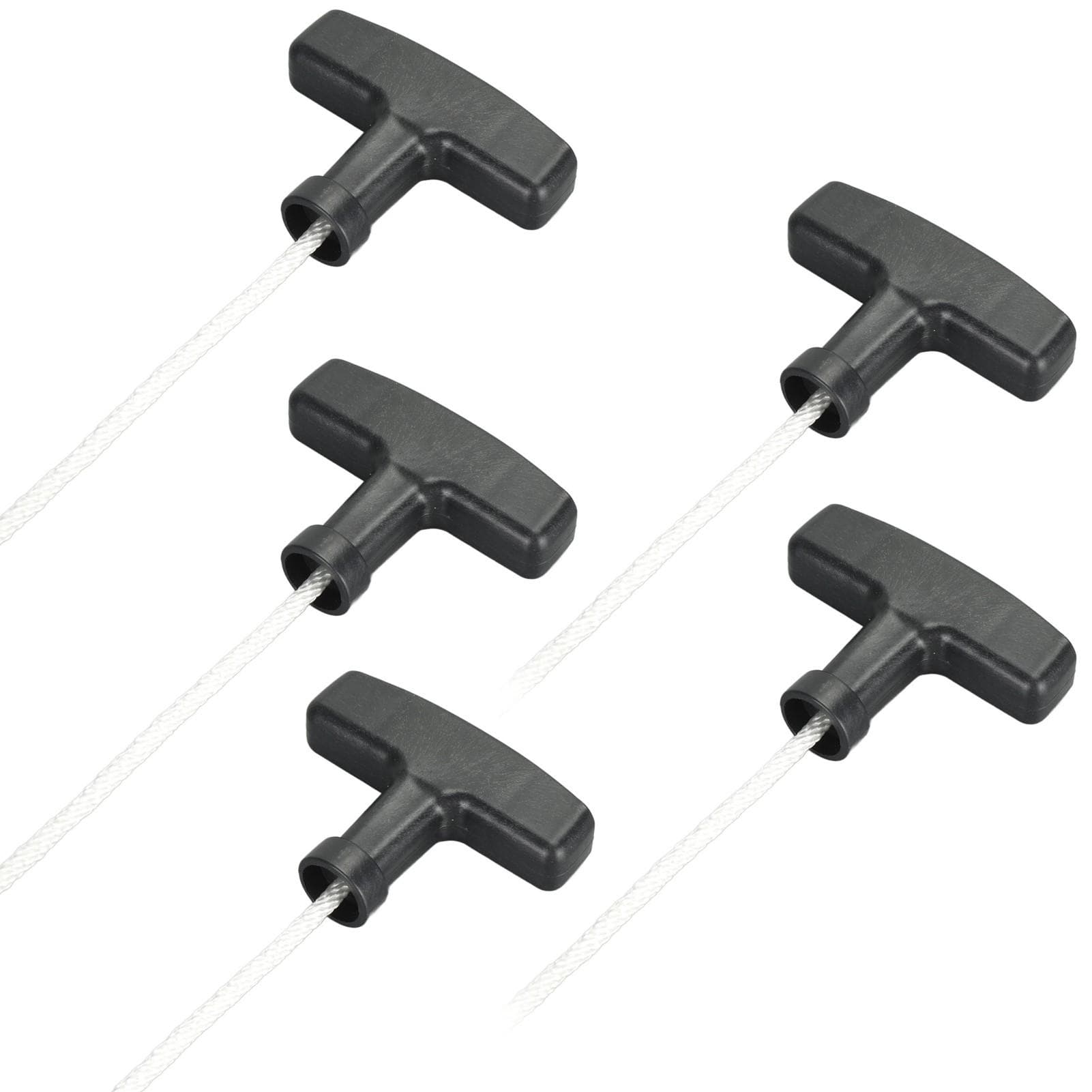 5pcs Lawn Mower Pull Cords 125cm White Handle Pull Starter with Black Handles for Lawn Mower