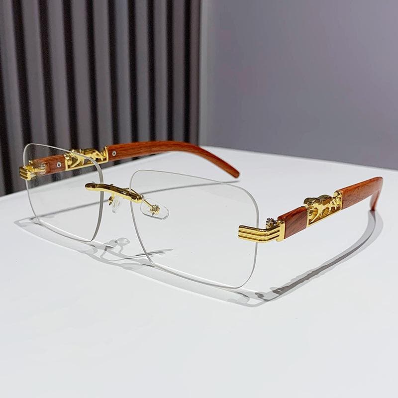 Fashion Vintage Rimless Square Sunglasses for Women Men Punk Shades Luxury Designer Gold Leopard Eyewear