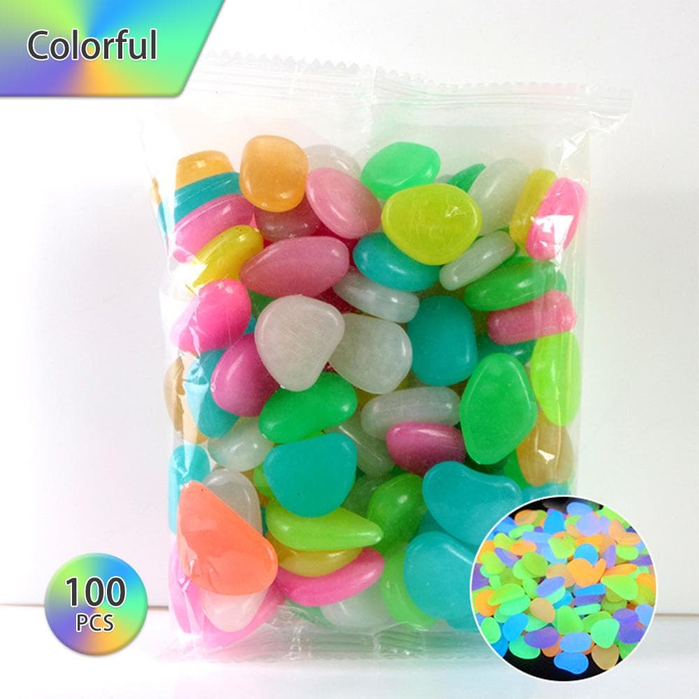 100PCS Glowing Stones For Decorations Fish Tank Aquarium Luminous Stone Indoor Outdoor Zen Garden Pebbles multicolour