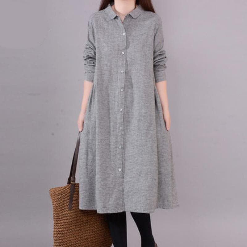 Loose Women's Checkered Long Sleeved Shirt Skirt M