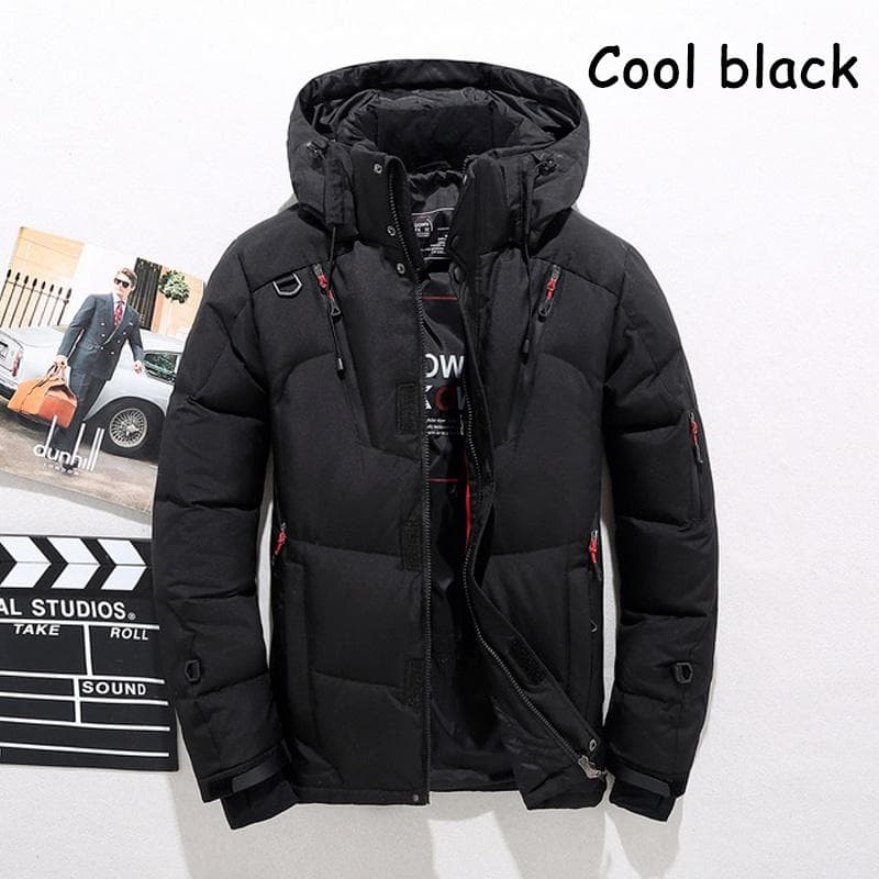 -30℃ Winter Men Duck Thick Down Jacket Men Snow Parkas Coat Male Warm Winter Down Jacket Outerwear XL cool black
