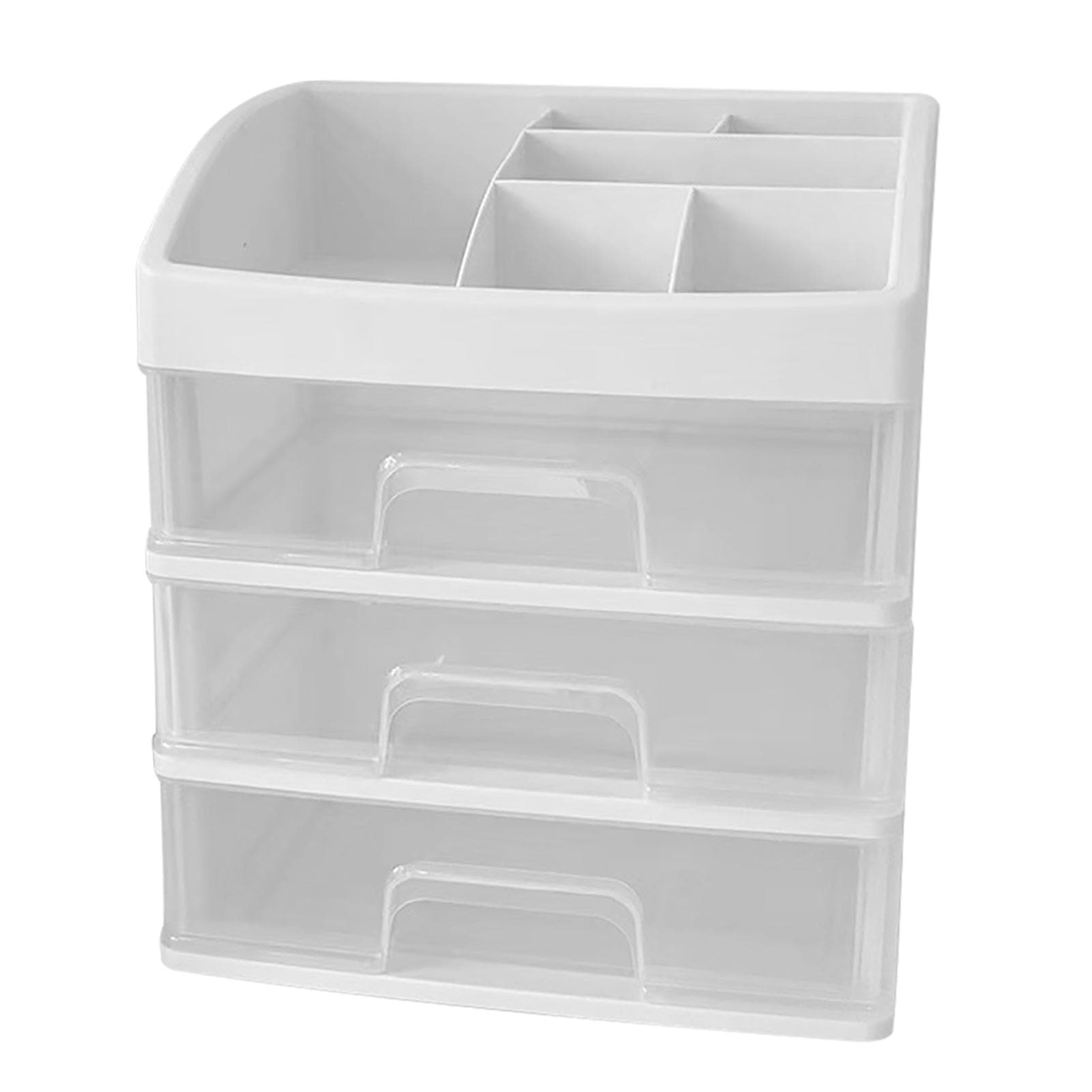 Desktop Storage Box with 3 Drawers Transparent Dustproof Space Saving Multi Layer Makeup Organizer