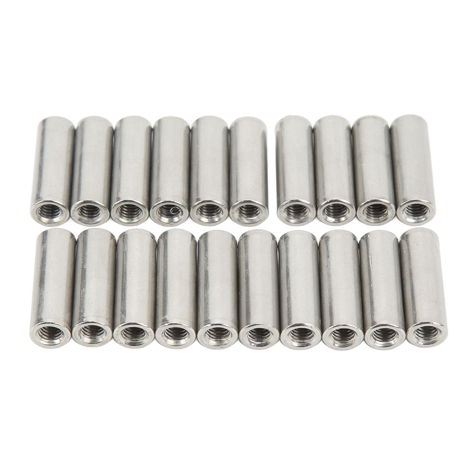 20Pcs M6 Female Thread Coupling Nut Practical Rustproof Stainless Steel Maintenance Coupling Nut
