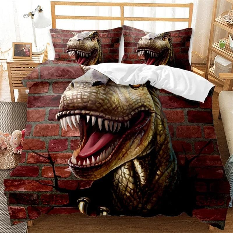 3D Dinosaur Bedding Sets Jurassic World Battle Duvet Cover Unique Dinosaur Quilt Cover Kids Boys King Polyester Comforter Cover 135X200cm