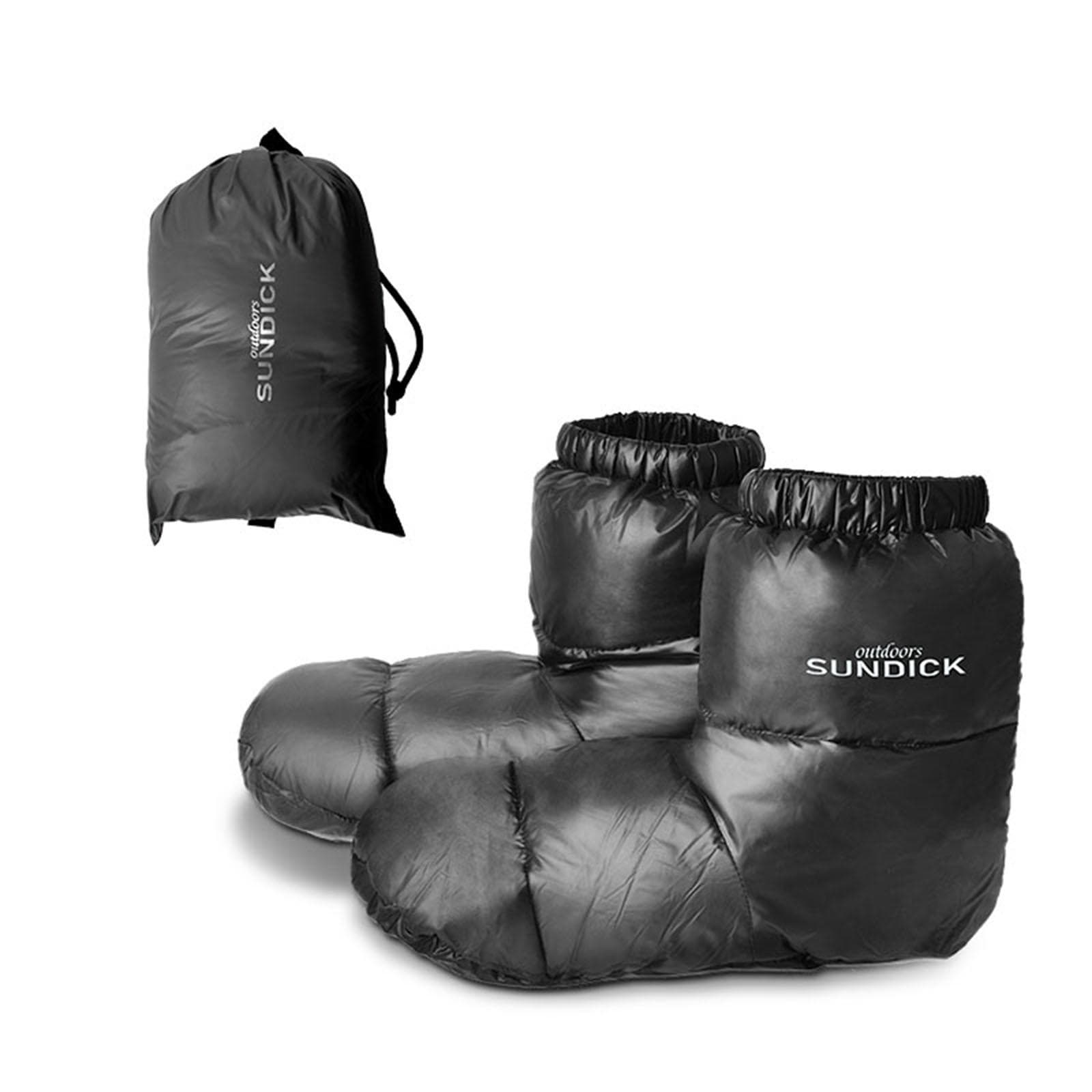 Outdoors Camping Slippers Warm Socks for Sleeping Bag Indoors Warm Boots Men Women Winter Duck Down M black
