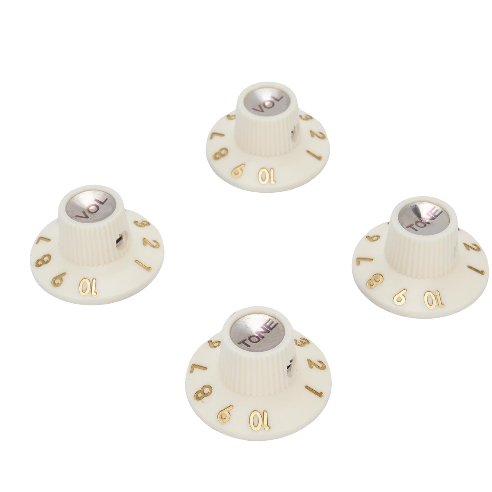 Guitar Control Knobs Retro White Color 2PCS Tone 2PCS Volume 14 Inch Hat Top Metal Volume Knobs