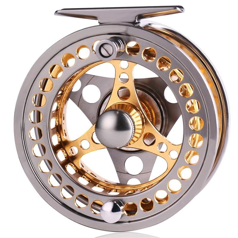2+1BB Aluminum Fly Fishing Reel Full Metal Casting CNC Machine Cut Fly Fishing Wheel (Size 5/6) gold