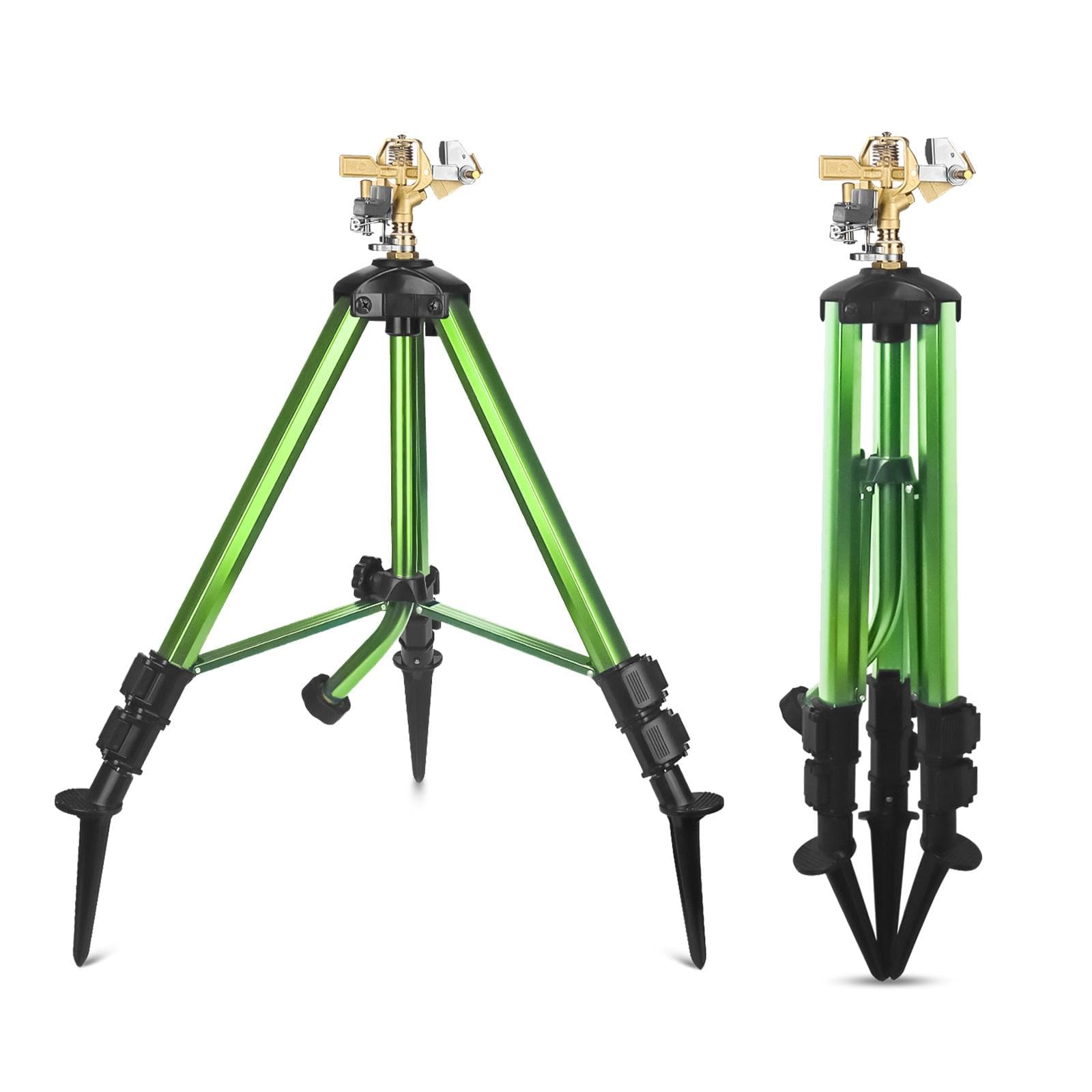 Impact Sprinkler on Tripod Base Heavy Duty Lawn Sprinkler 360 Degree Large Area Irrigation Brass US green