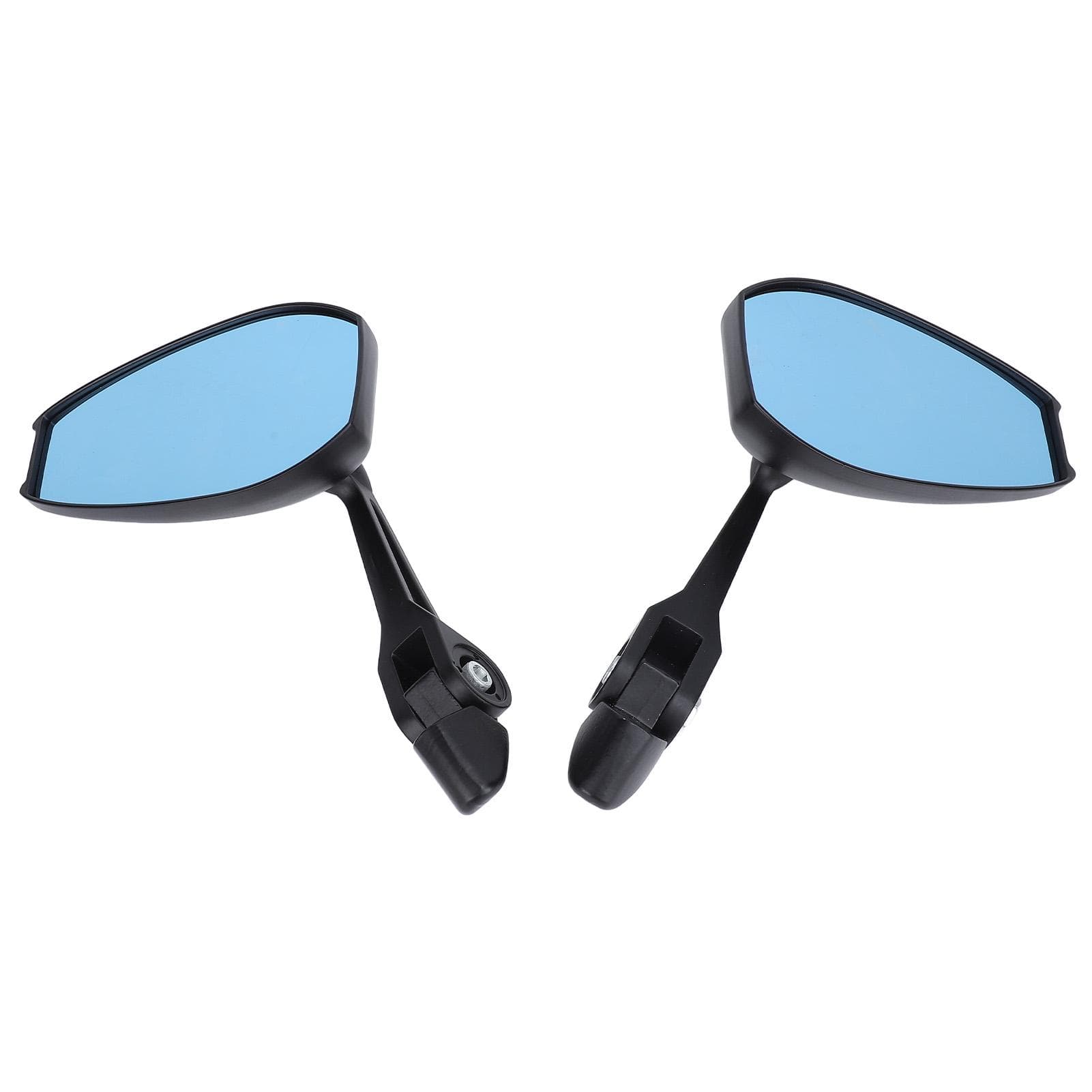 Motorcycle Bar End Mirrors Aluminium Alloy Blue Lenses 360 Degree Adjustable Anti Glare Rearview