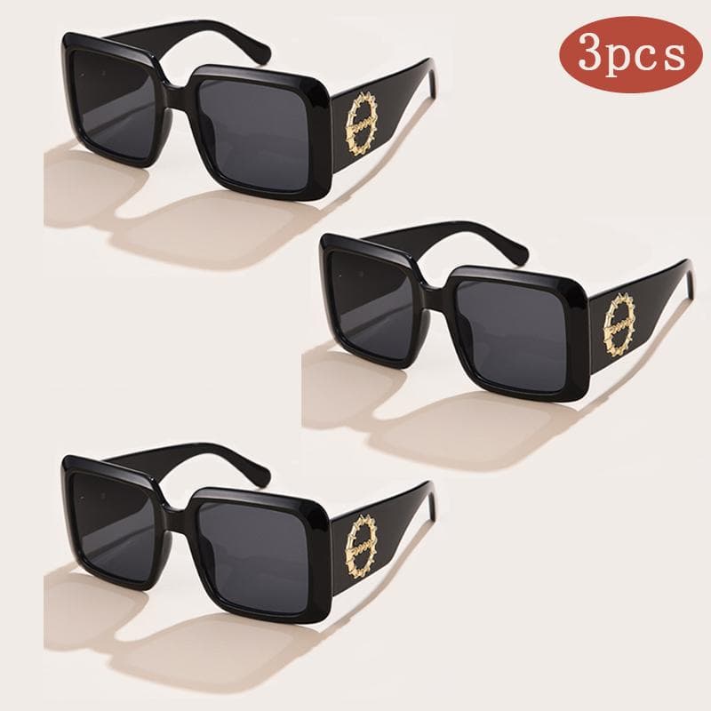 3 Sets Fashion Square Frame Wide Legs Sunglasses for Women Men Vintage Brand Design Summer Driving Sun Glasses