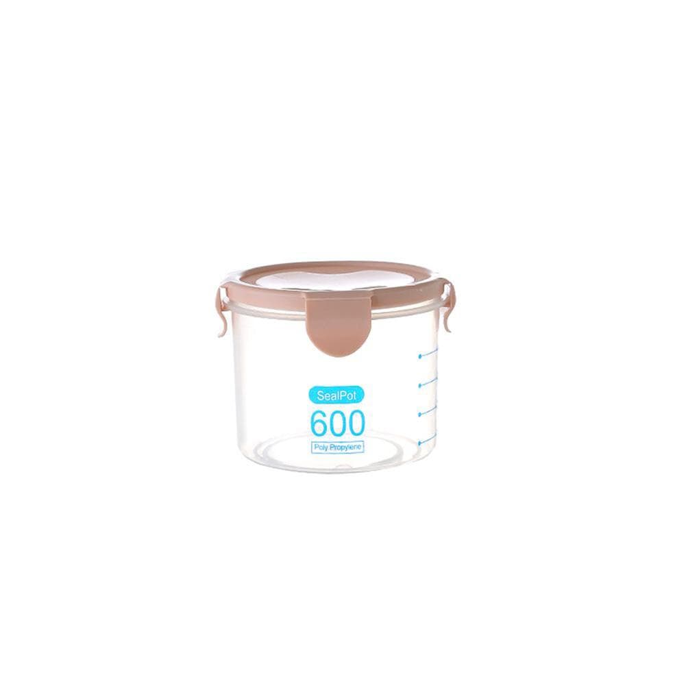 Plastic Transparent Sealed Containers Kitchen Food Cereal Beans Nuts Storage Box (Green 600ml)