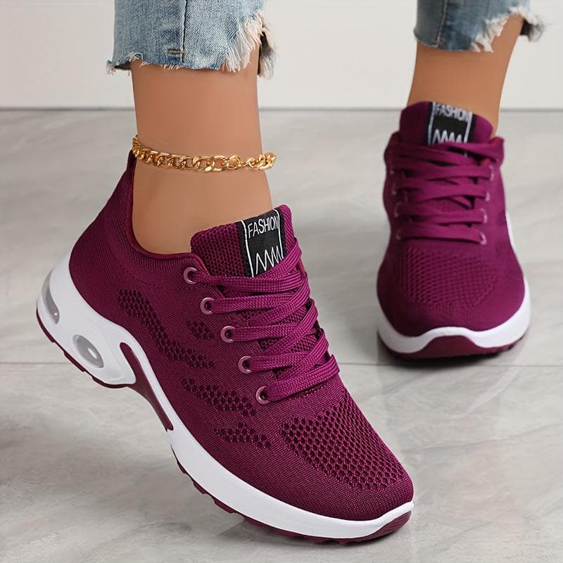 Womens Low-Top Air Cushion Sneakers - Shock Absorbing, Breathable, Comfortable, and Lightweight Fabric Shoes for Outdoor Sports and Daily Wear 38 purple