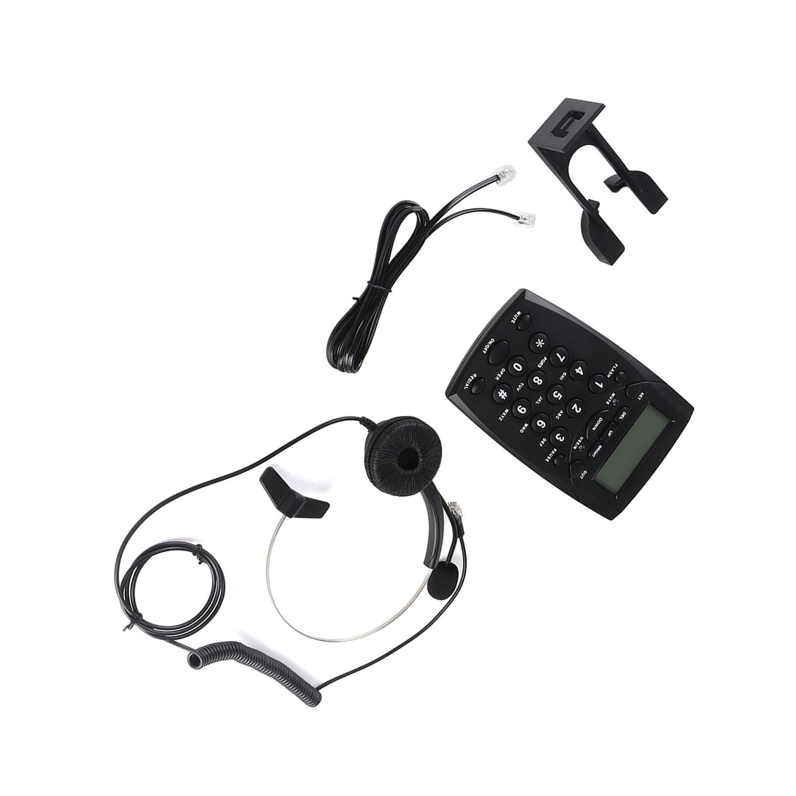 Corded Headset Telephone Noise Canceling FSK DTMF Caller ID Dialpad Landline with Headphone for