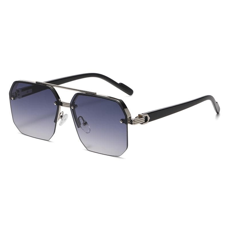 Oversize Retro Double Bridges Polygon Square Metal Sunglasses UV400 Gradient Shades Fashion for Men Women