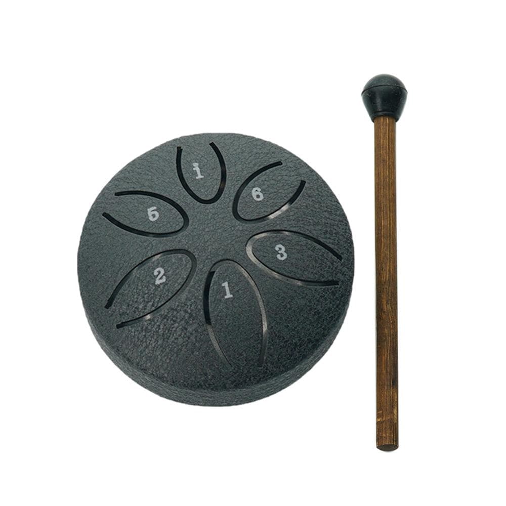 Steel Tongue Drum 3 Inch 6 Notes Percussion Instrument Balmy Drum with Drum Mallets for Meditation 8cm black