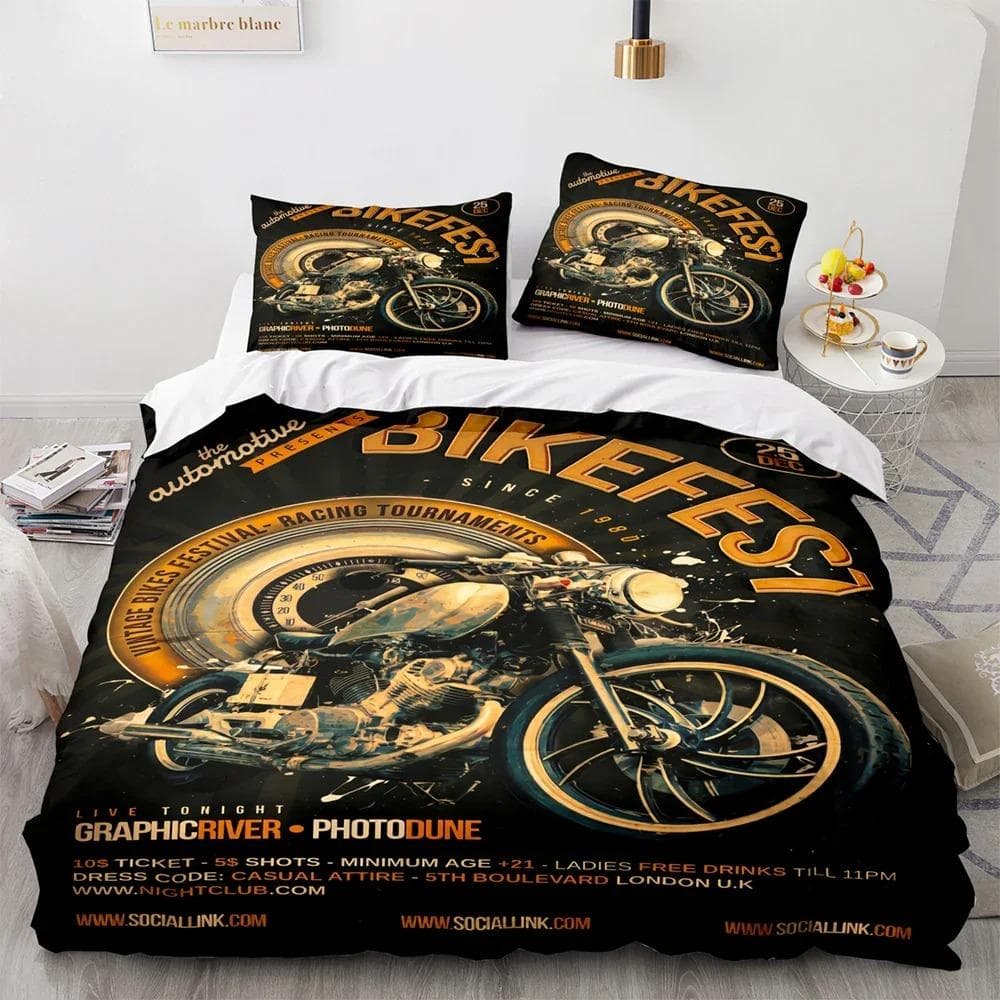 New Classic motorcycle Bedding Set Single Twin Full Queen King Size knight Bed Set Adult Kid Bedroom Duvet cover Sets 3D Print 70x133cm 2pcs