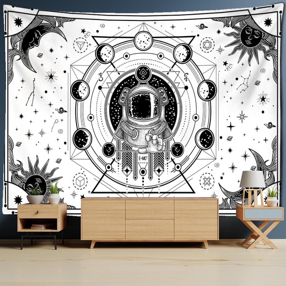 White Astronaut Tapestry Wall Hanging Hippie Tapiz Witchcraft Psychedelic Mysterious Universe Starry Dormitory Decor 150x100 cm