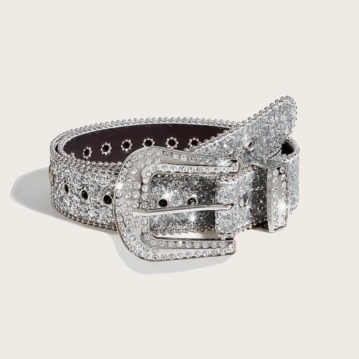 Women's Wide Rhinestone Belt – European & American Fashion Sequin Design Waistband silver