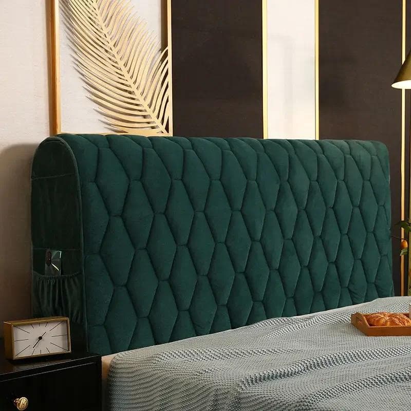 Luxury Thicken Velvet Quilted Headboard Cover Solid Color High Grade All-inclusive Bedside Cover Soft Plush Bed Head Cover W150 x H68cm