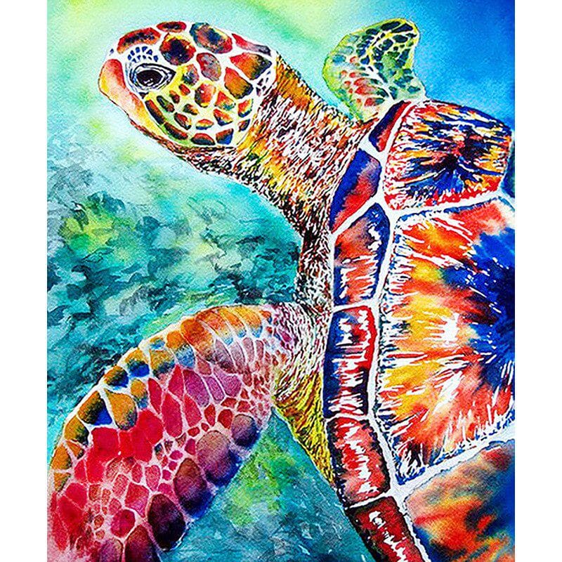 5D DIY Diamond Painting Coloured Turtles Cross Stitch Embroidery Handmade Animal Sticker Home Decor 20X30CM