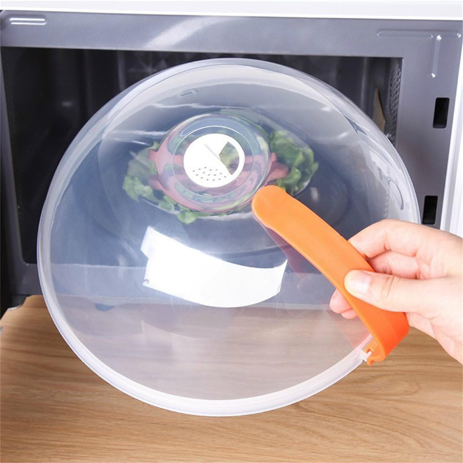 Microwave Food Cover Plate Vented Splatter Protector Lid Kitchen Clear One Size