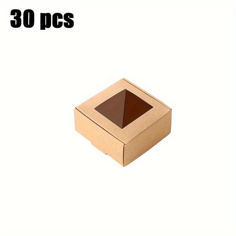 1set/30pcs Homemade Soap Box Packaging Small Gift Box, Mini Kraft Pastry Box with Window Gift Box for Baking Candy Soap Making (Brown) 30pcs