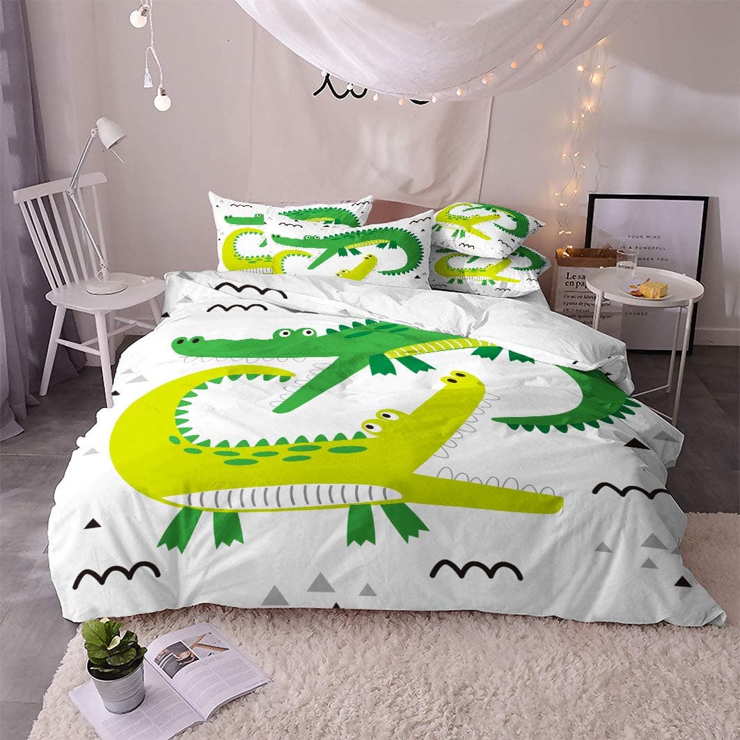 Abstract Duvet Cover Set, Alligator Skin African Animal Crocodile Quilt Cover, 3 Piece Bedding Set With Pillow Shams, Full Size 140x200cm 3pcs