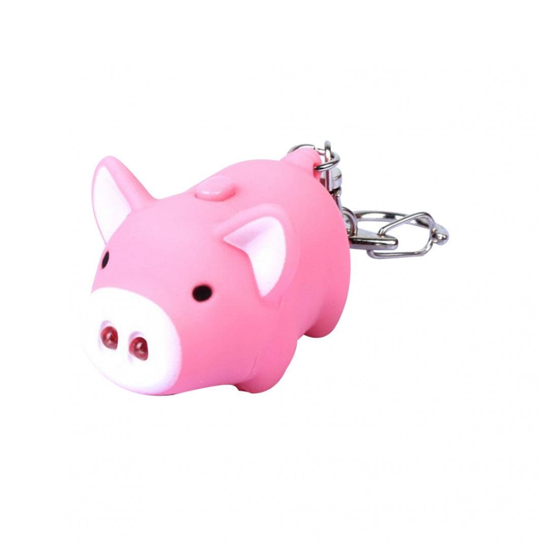 Cute Pig Style LED Light Sound Key Chain Keyring Car Bag Pendant Decoration Gift