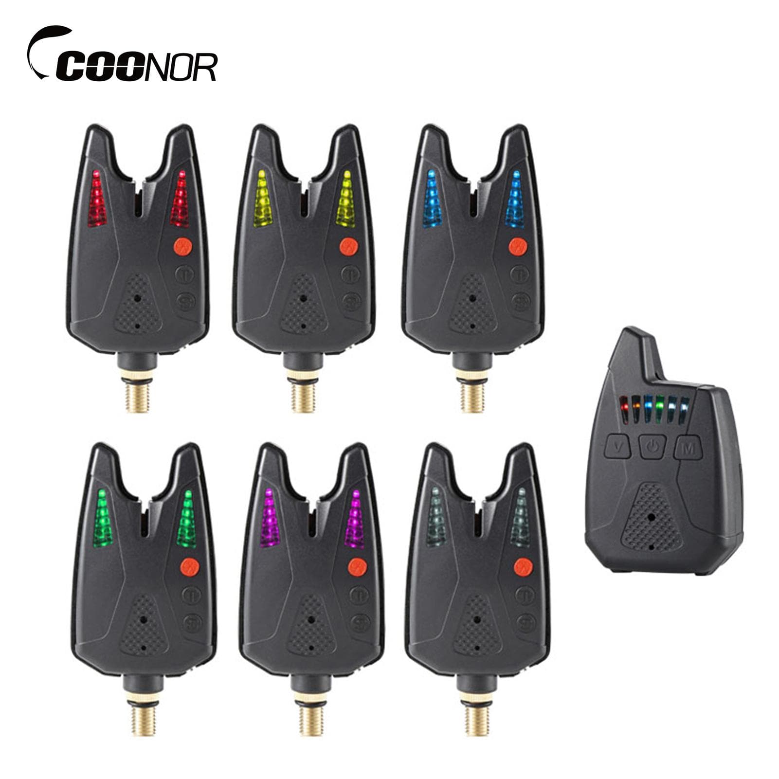 Electronic Fishing Alerts Bite Alarm LED Wireless Fishing Alarm Digital Fishing Receiver Sound 1 receiver and 6 transmitters