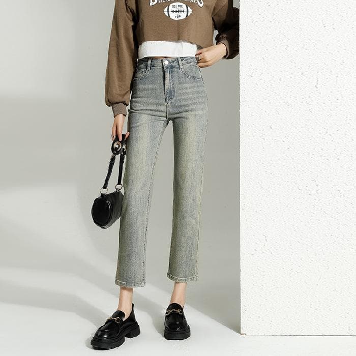 High-waisted Straight Jeans for Women In Autumn Slim Light Blue Smoke Pants for Women In Autumn 9-point Pants for Women In Autumn Slim 3XL