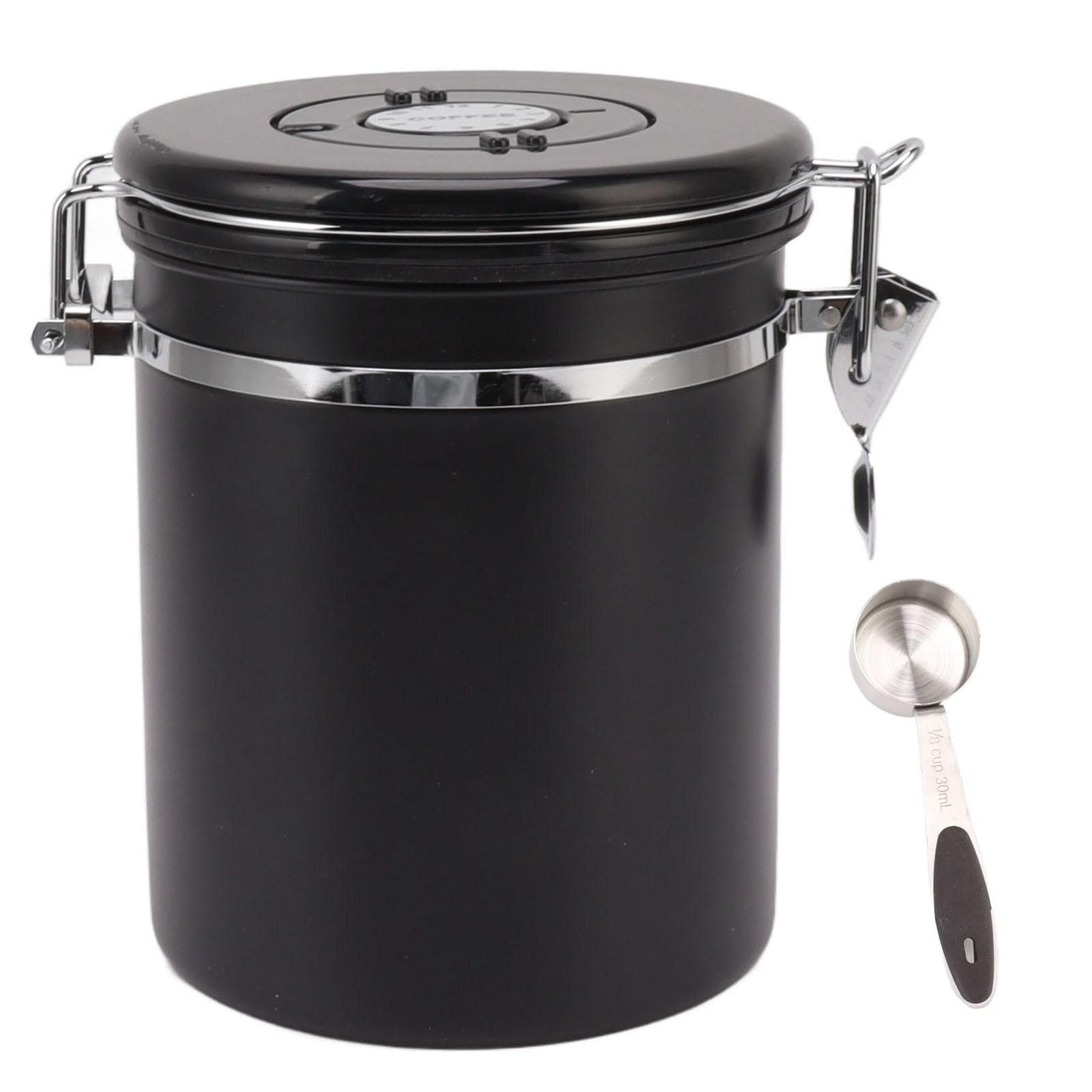 Coffee Bean Storage Container 304 Stainless Steel Exhaust Valve Coffee Bean Sealed Tank with Date 1.5L