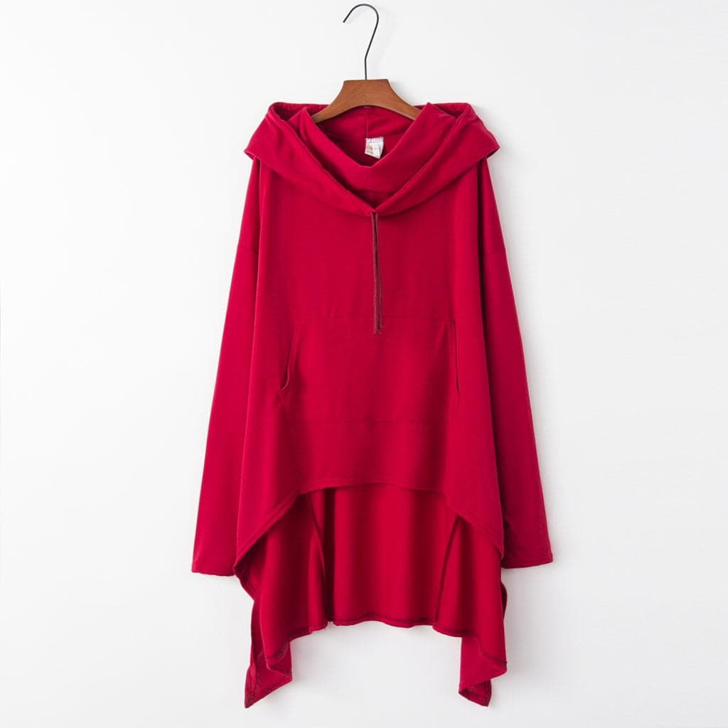 Women's Spring and Autumn Hoodie Long Hooded Sweatshirt Large Size Long Single Layer Hoodie Top XL