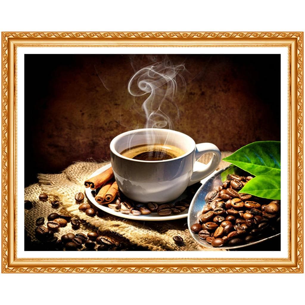 Coffee Beans Diamond Embroidery Still Life Coffee Cross Stitch Kits Diamond Full Round Rhinestones 20X30CM