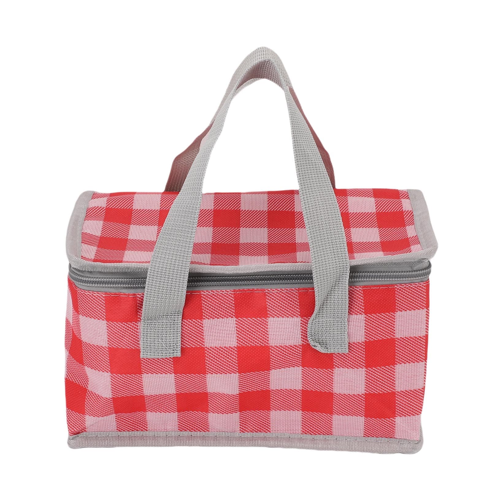 Insulated Picnic Bag Reusable Foldable Beach Cooler Bag Plaid Insulated Grocery Bag for Hot Cold