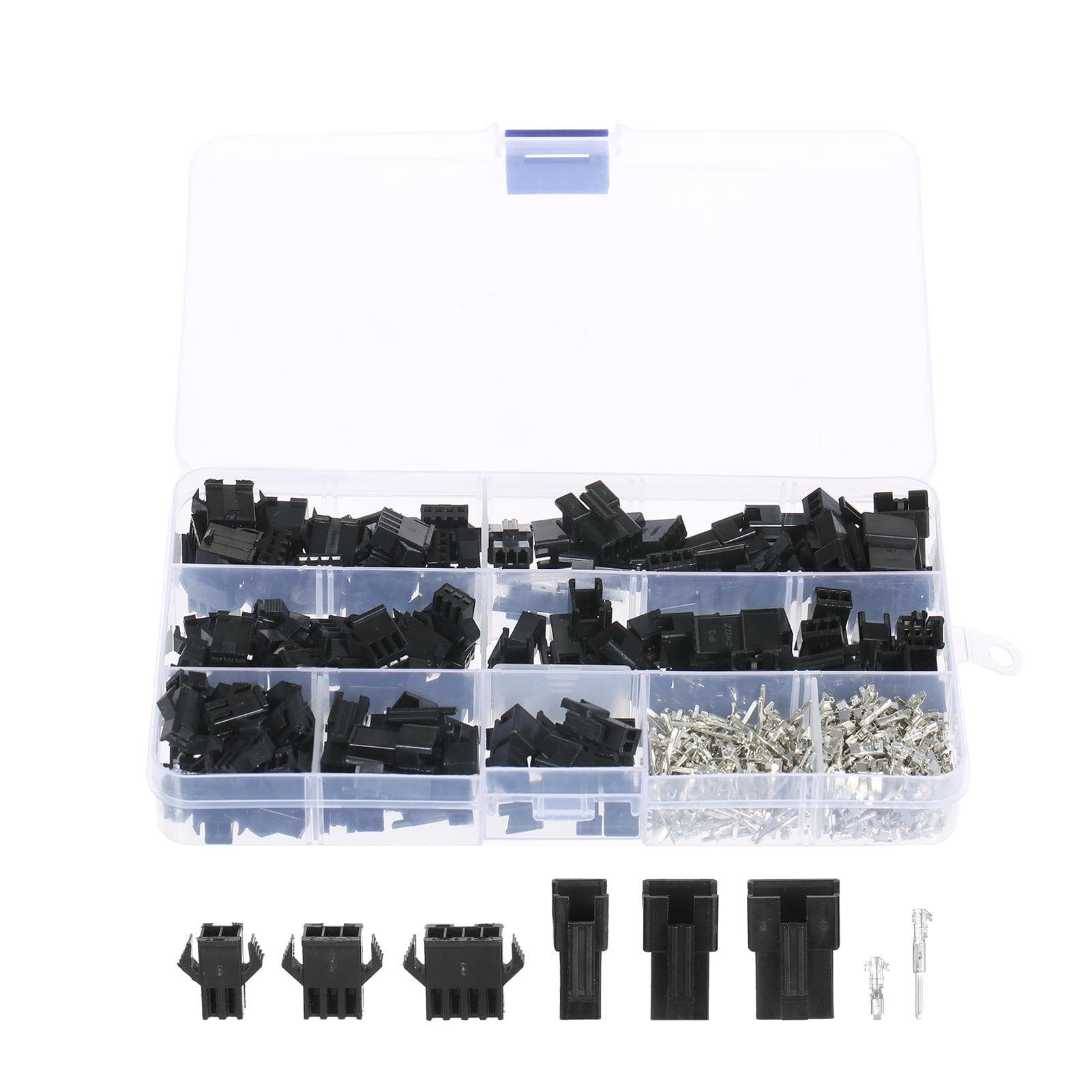 480Pcs JST SM 2.54mm Pitch 2-Pin 3-Pin 4-Pin Connector Housing Assortment Kit Female and Male 480pcs