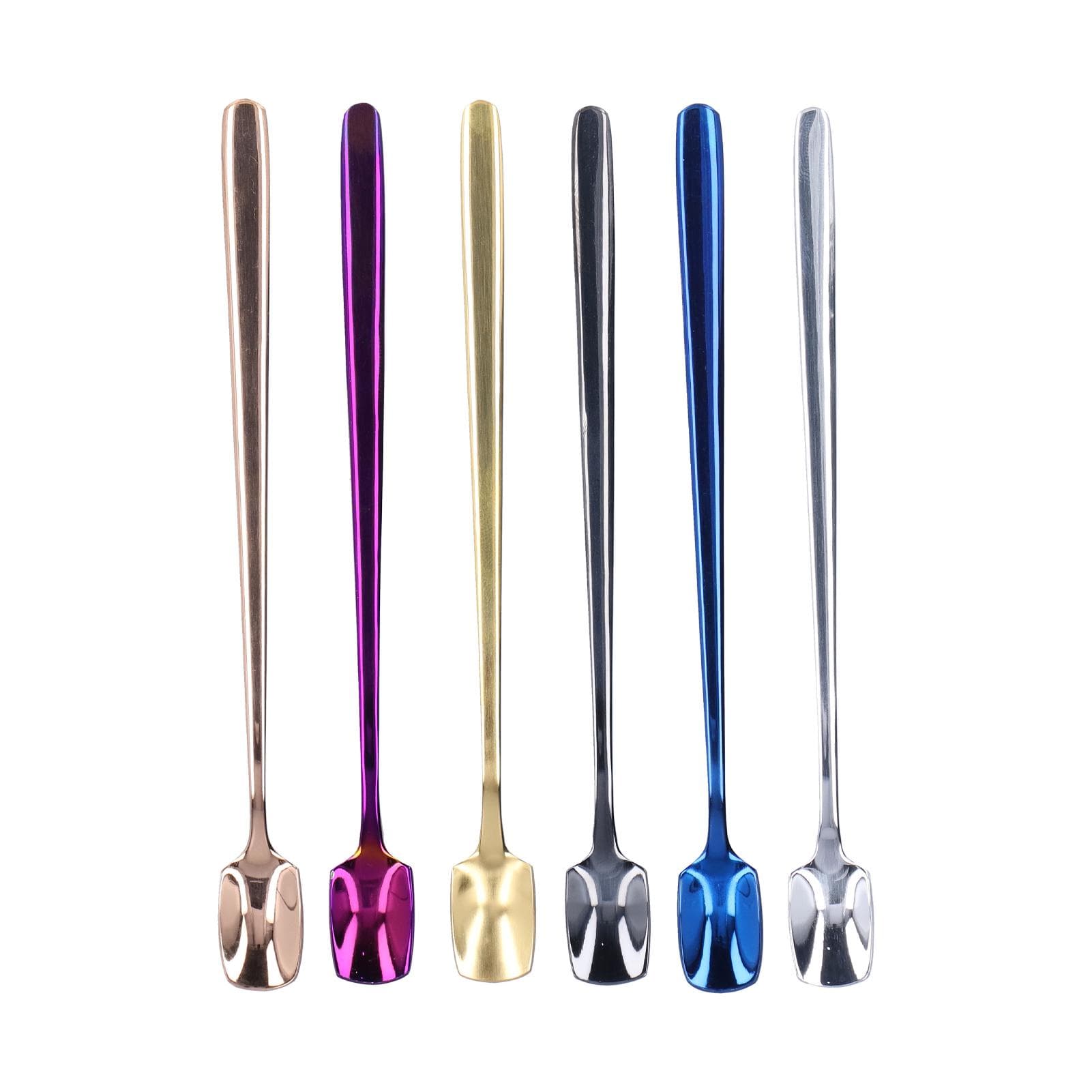 6 Pcs Dessert Spoon 304 Stainless Steel Mixing Spoon Shovel Long Handle Thickened Spoon Set for