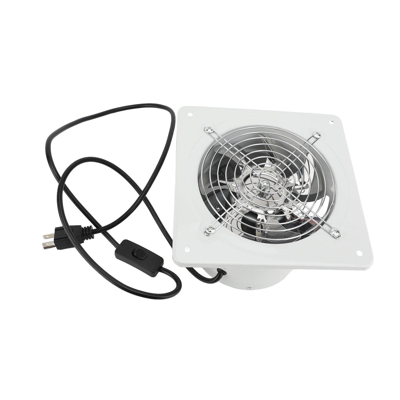 Exhaust Fan with Switch Iron 60Hz 7 Blades Quiet Window Fume Extractor Ventilation Fan for Home 6 Inch white
