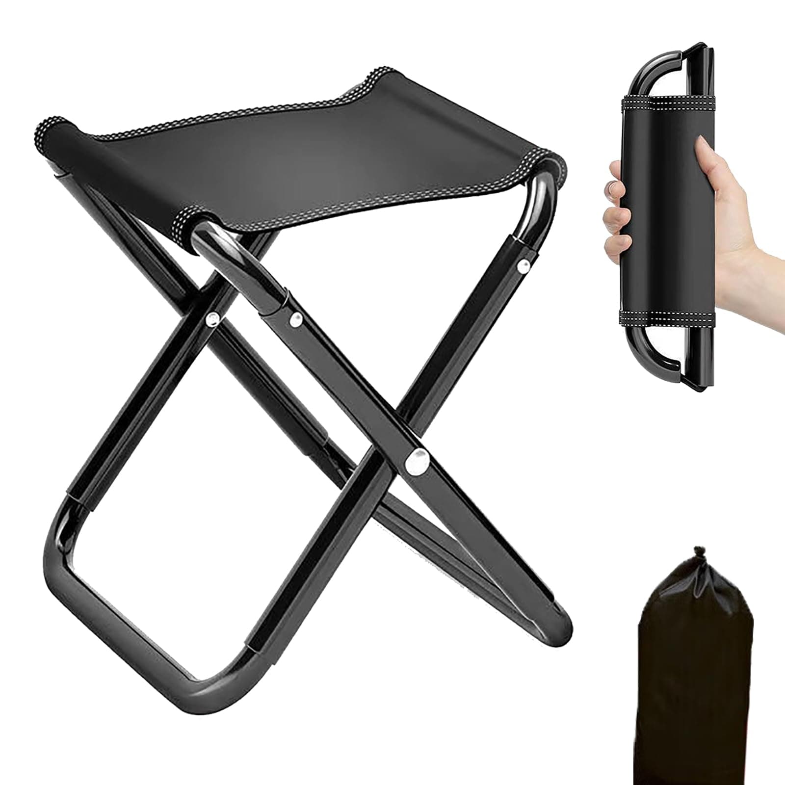 Folding outdoor carbon load capacity convenient to mountain cherry blossom sports park storage bag included chair, chair, compact, lightweight, steel, black