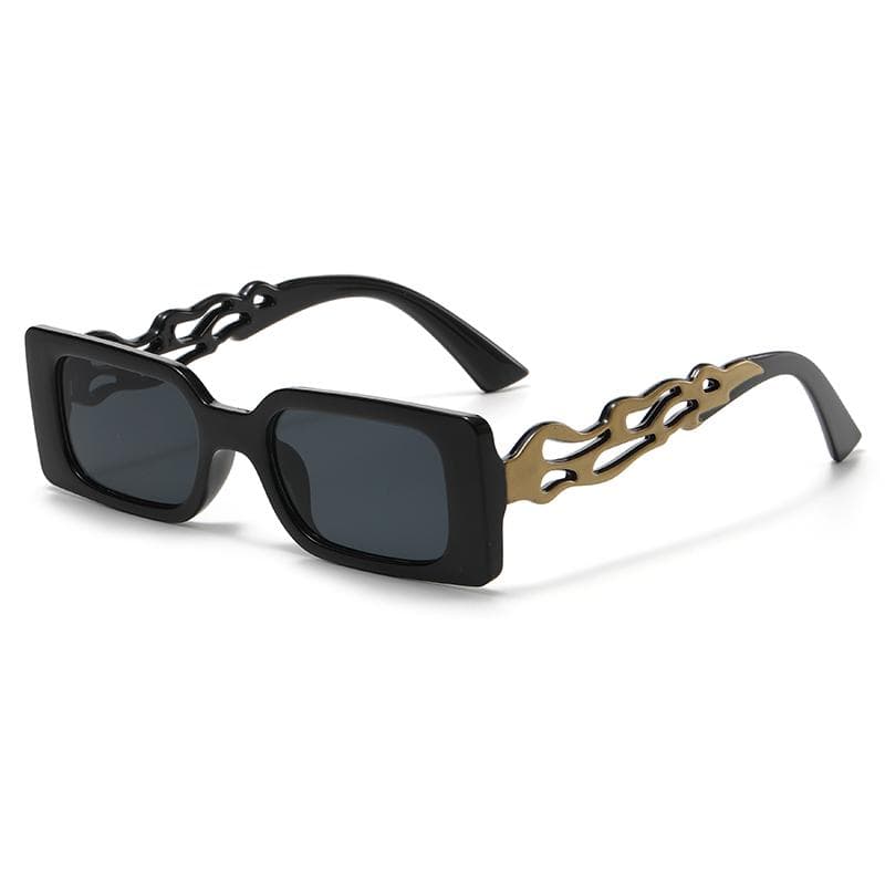 Women Small Rectangle Sunglasses UV400 Protective Glasses Square Flamed Frames Travel Hip-hop Eyewear
