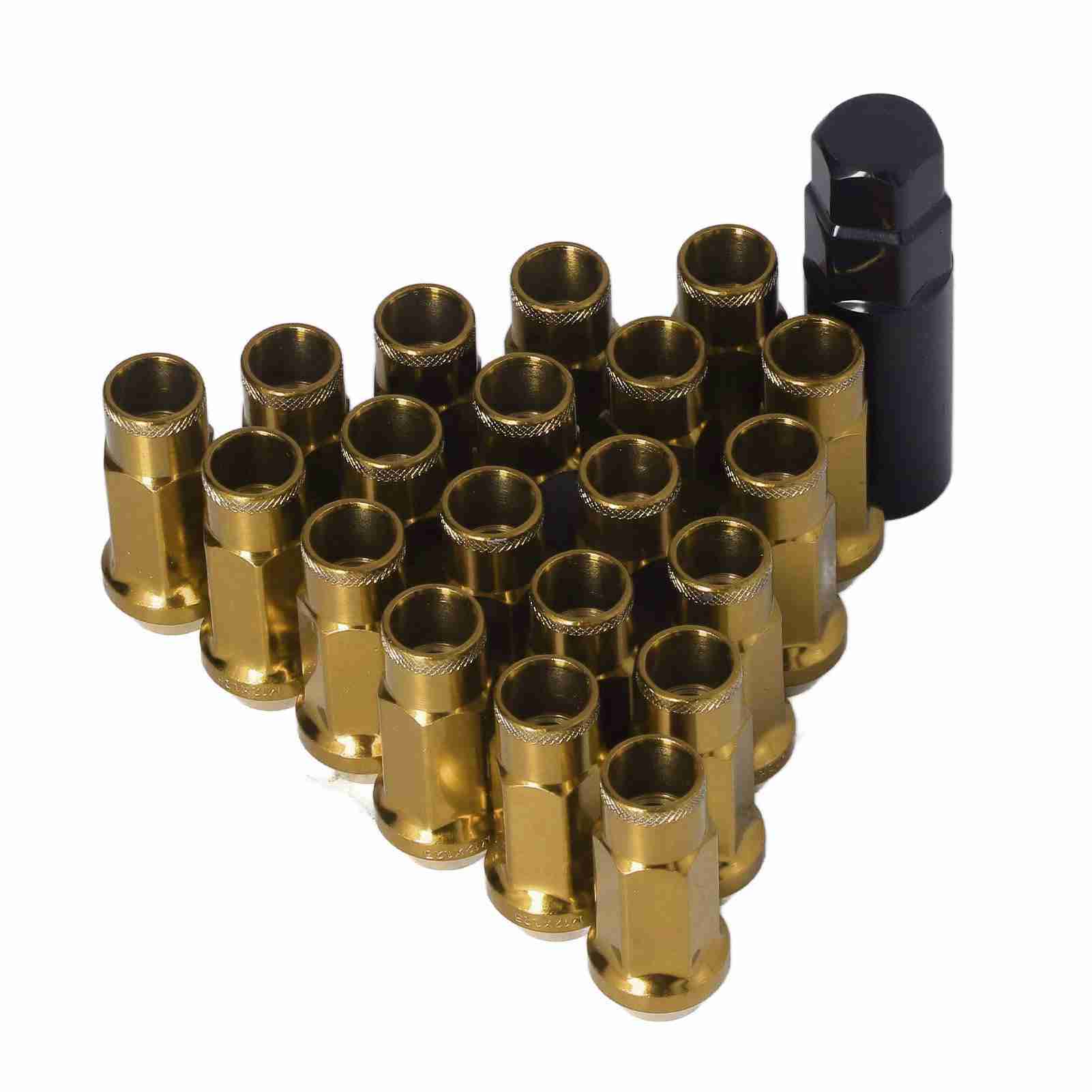 20pcs M12x1.25 Metal Wheel Lug Nuts Universal Car Accessories Replacement for Mitsubishi Gold gold