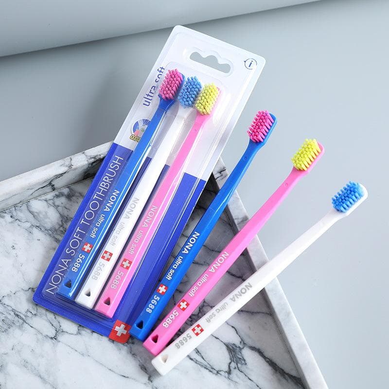 Nona Ultra-soft Microfiber toothbrush, Swiss-style 5460 high density manual toothbrush, gentle cleaning and gum care, home set 3PCS