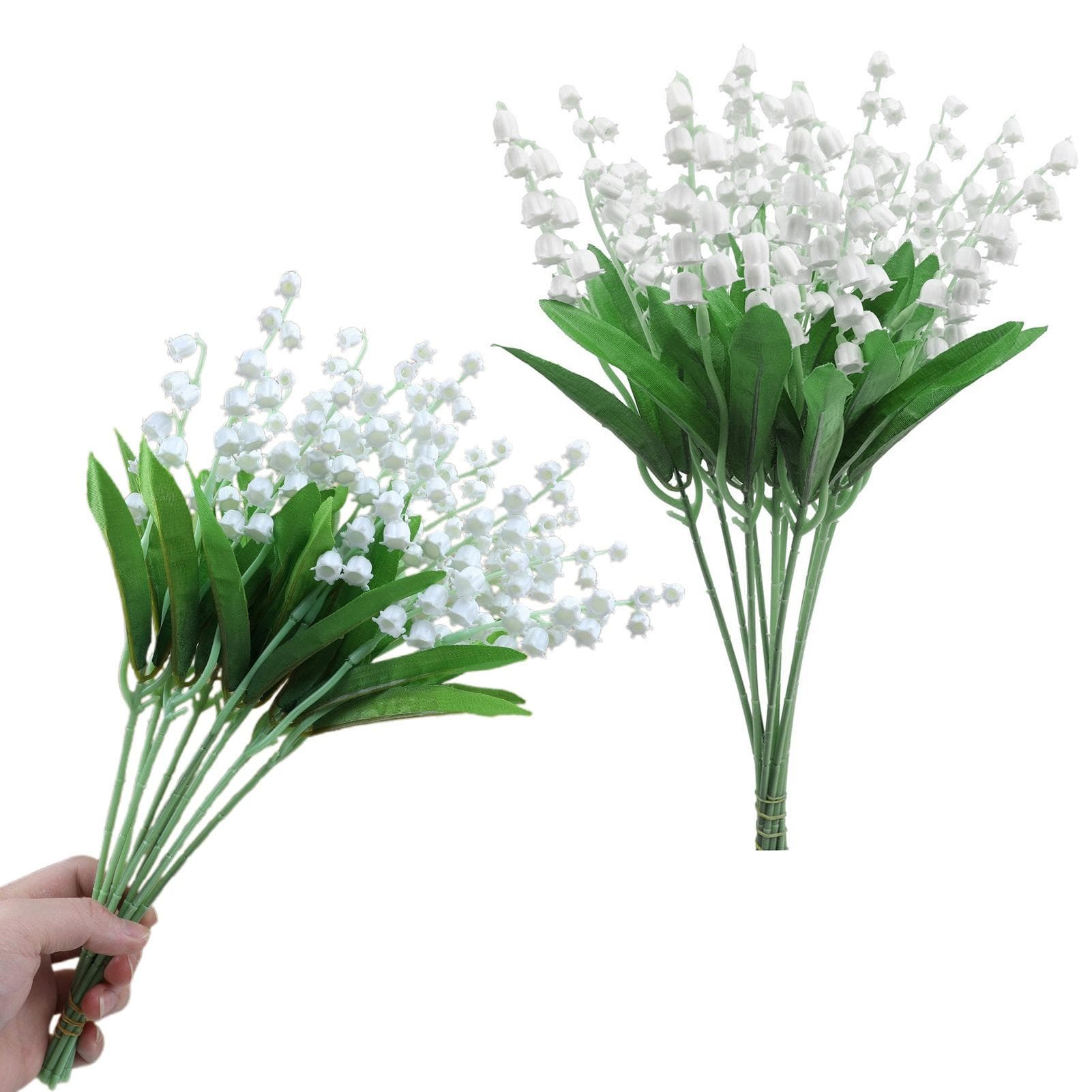 Artificial Lilies of The Valley Flowers White Simulation Fake Decorative Flower with Stems for Home 20Pcs white