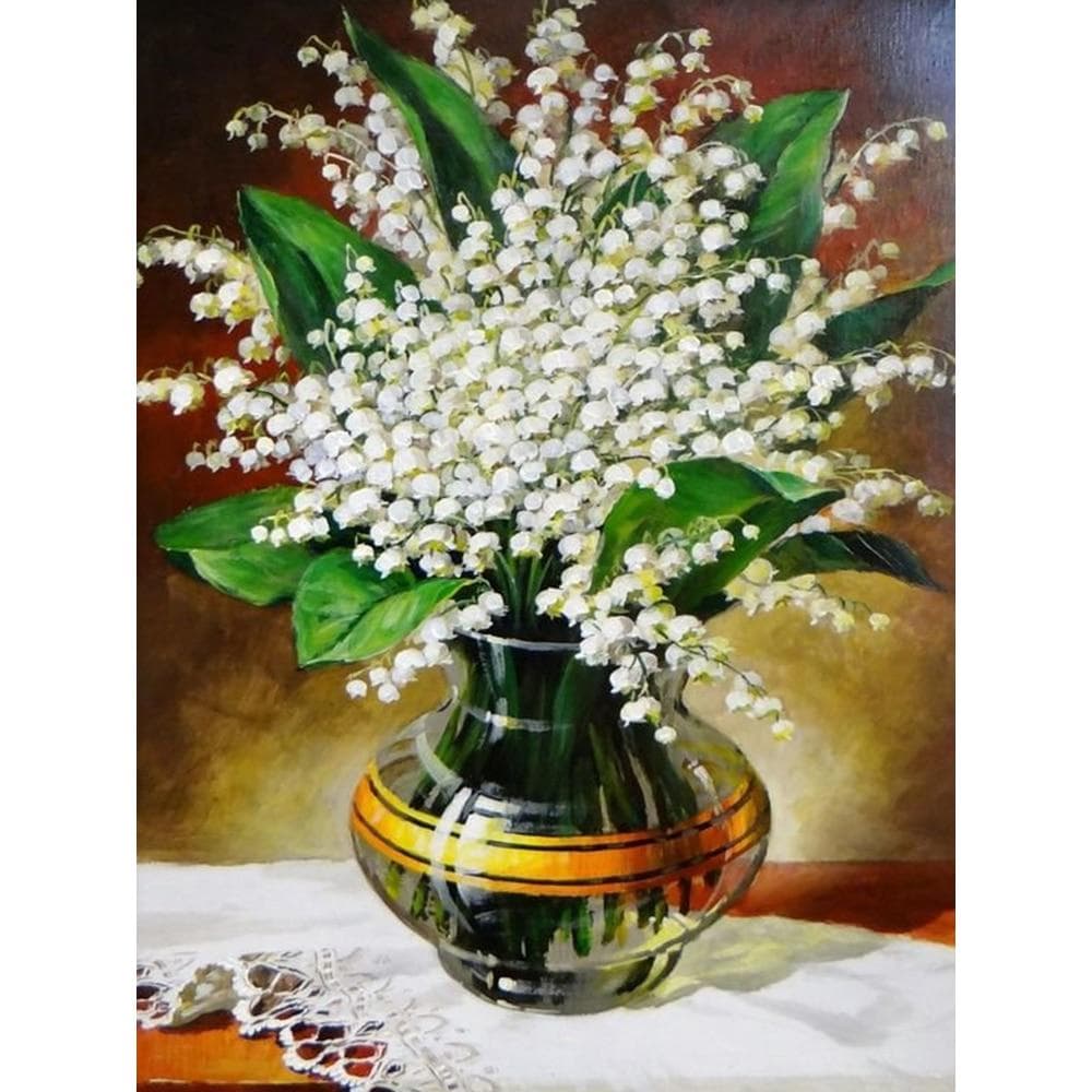Diamond Mosaic Flower Lily of The Valley Diamond Painting Diamond Embroidery Flower Beads Wallpaper 20X30CM