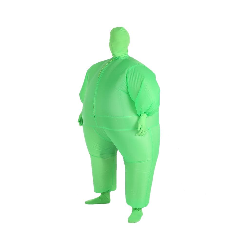 Funny Adult Size Inflatable Full Body Costume Suit Air Fat Inflatable Jumpsuit Costume Fan Operated Adult green