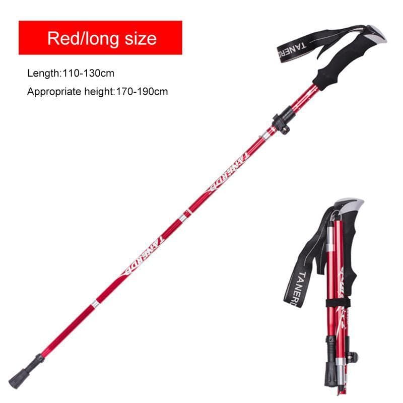 Outdoor Portable Auminum Alloy Telescopic Nordic Walking Pole 250G Ultralight Walking Trekking Pole Hiking Walking Stick red