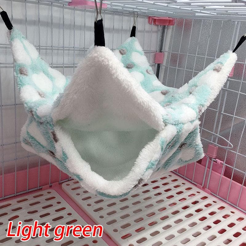 2 Size Ferret Rat Squirrel Hamster Hammock Nest Bed House Toys Hanging Cage Pet Cage Hammock Warm 20x20cm light green